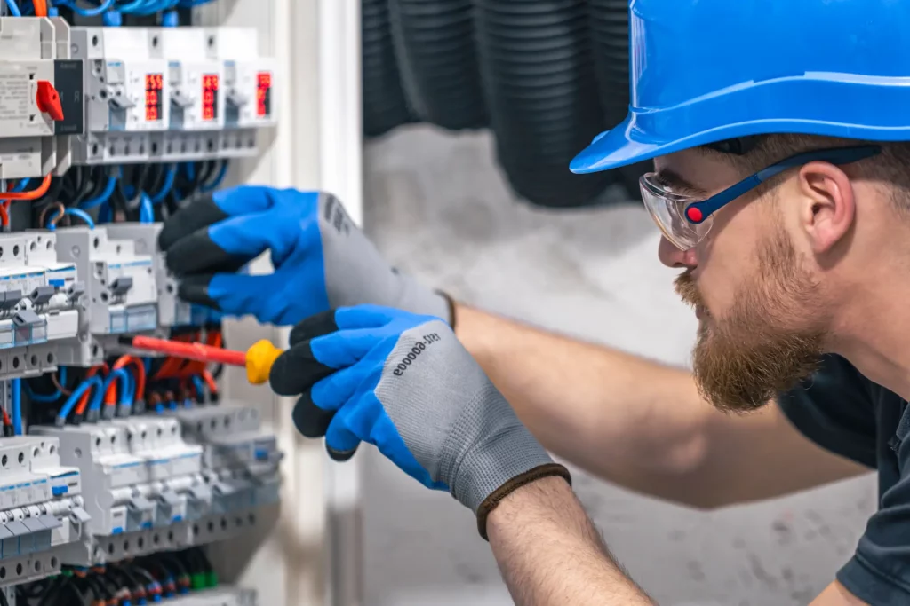 el-electricista-trabaja-en-una-central-electrica-con-fusibles